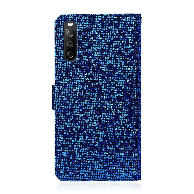 For Sony Xperia 10 III Glitter Powder Horizontal Flip Leather Case with Card Slots & Holder & Lanyard
