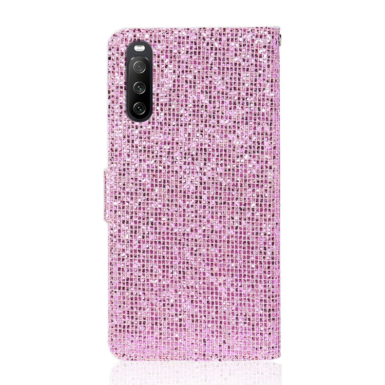 For Sony Xperia 10 III Glitter Powder Horizontal Flip Leather Case with Card Slots & Holder & Lanyard