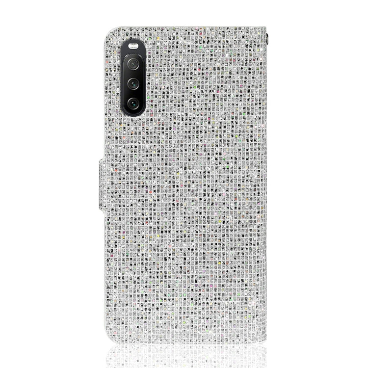 For Sony Xperia 10 III Glitter Powder Horizontal Flip Leather Case with Card Slots & Holder & Lanyard