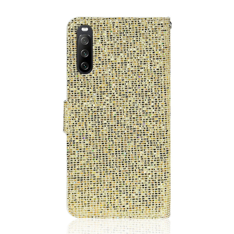 For Sony Xperia 10 III Glitter Powder Horizontal Flip Leather Case with Card Slots & Holder & Lanyard