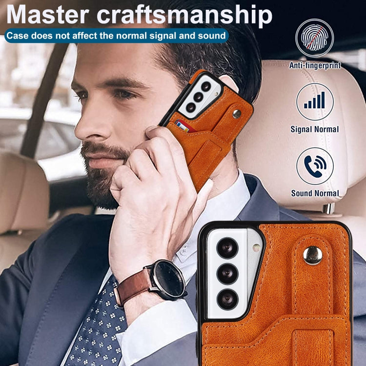 For Samsung Galaxy S21 5G Crazy Horse Texture Shockproof TPU + PU Leather Case with Card Slot & Wrist Strap Holder