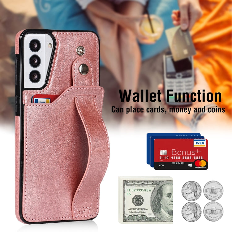 For Samsung Galaxy S21 5G Crazy Horse Texture Shockproof TPU + PU Leather Case with Card Slot & Wrist Strap Holder