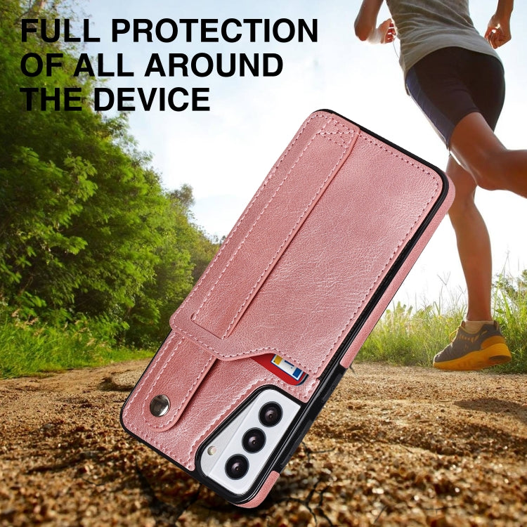 For Samsung Galaxy S21 5G Crazy Horse Texture Shockproof TPU + PU Leather Case with Card Slot & Wrist Strap Holder
