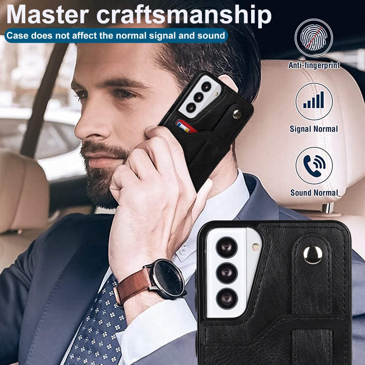 For Samsung Galaxy S21+ 5G Crazy Horse Texture Shockproof TPU + PU Leather Case with Card Slot & Wrist Strap Holder