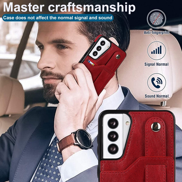For Samsung Galaxy S21+ 5G Crazy Horse Texture Shockproof TPU + PU Leather Case with Card Slot & Wrist Strap Holder