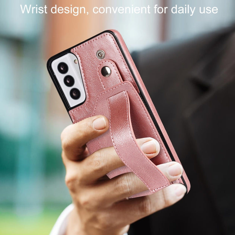 For Samsung Galaxy S21+ 5G Crazy Horse Texture Shockproof TPU + PU Leather Case with Card Slot & Wrist Strap Holder