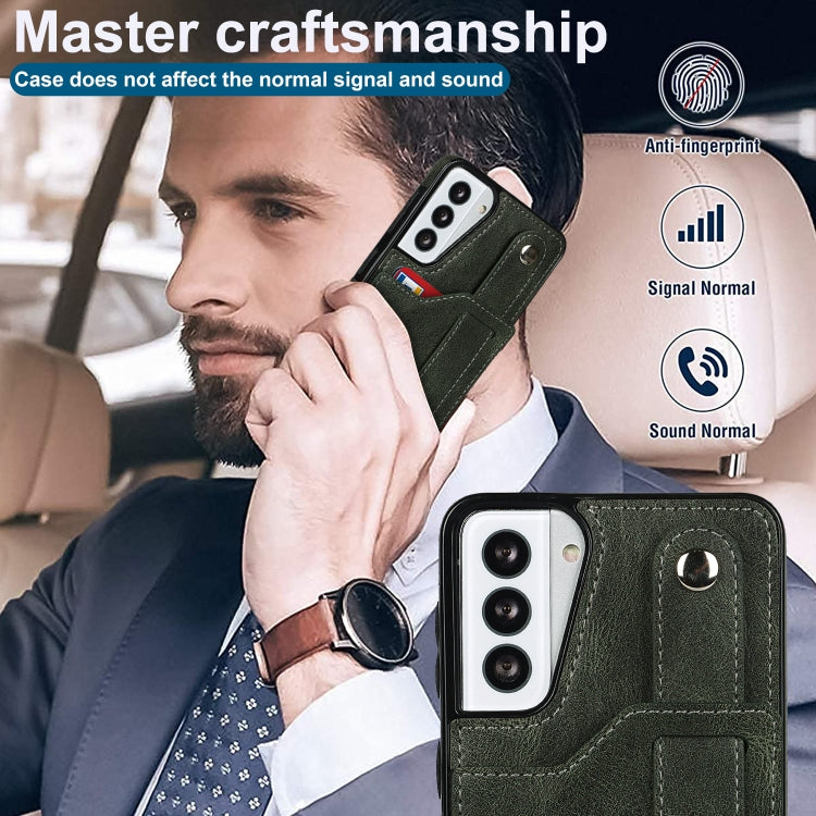 For Samsung Galaxy S21+ 5G Crazy Horse Texture Shockproof TPU + PU Leather Case with Card Slot & Wrist Strap Holder