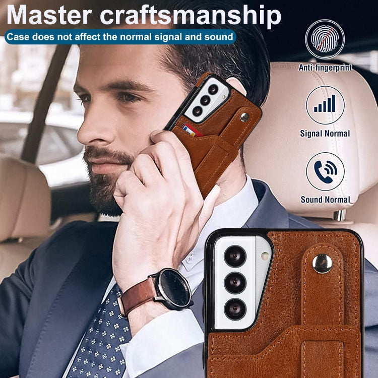 For Samsung Galaxy S21+ 5G Crazy Horse Texture Shockproof TPU + PU Leather Case with Card Slot & Wrist Strap Holder