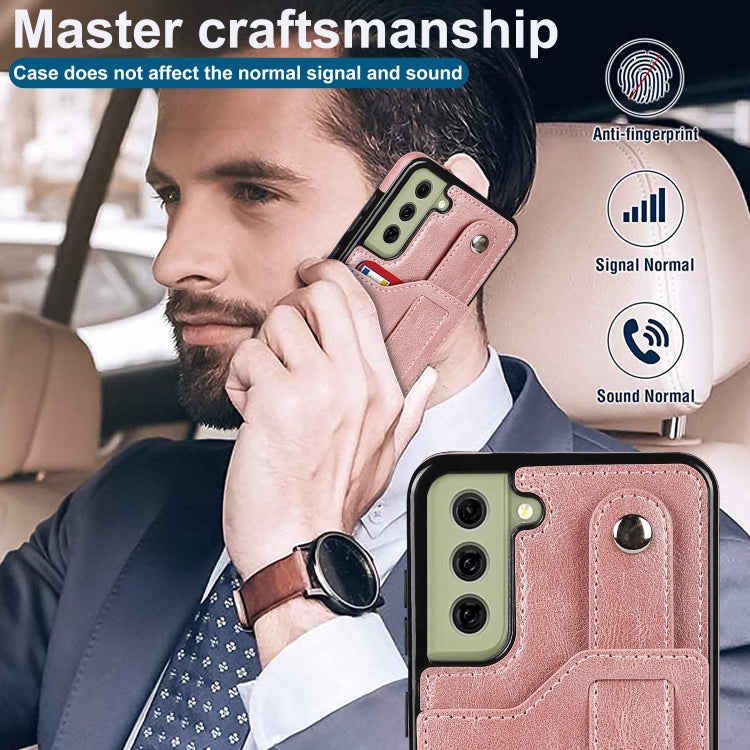 For Samsung Galaxy S21 FE Crazy Horse Texture Shockproof TPU + PU Leather Case with Card Slot & Wrist Strap Holder