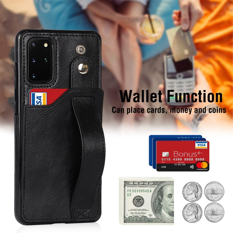 For Samsung Galaxy S20+ Crazy Horse Texture Shockproof TPU + PU Leather Case with Card Slot & Wrist Strap Holder