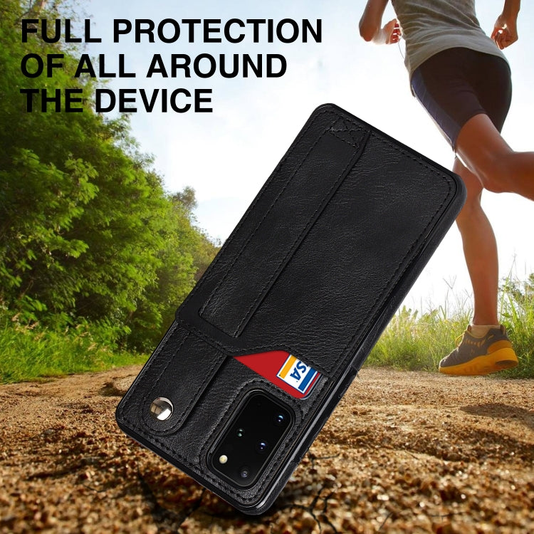 For Samsung Galaxy S20+ Crazy Horse Texture Shockproof TPU + PU Leather Case with Card Slot & Wrist Strap Holder