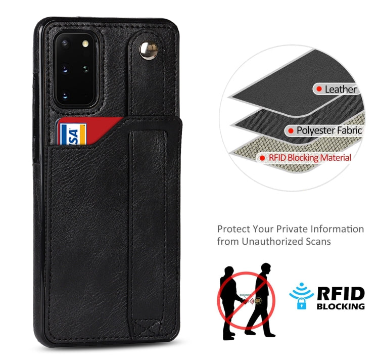 For Samsung Galaxy S20+ Crazy Horse Texture Shockproof TPU + PU Leather Case with Card Slot & Wrist Strap Holder