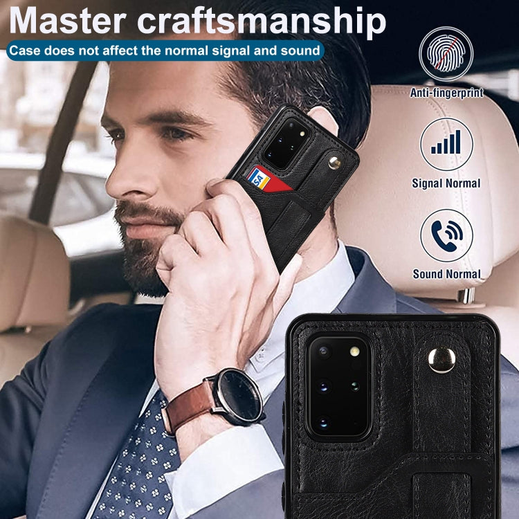For Samsung Galaxy S20+ Crazy Horse Texture Shockproof TPU + PU Leather Case with Card Slot & Wrist Strap Holder