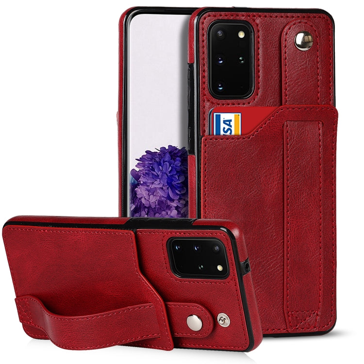 For Samsung Galaxy S20+ Crazy Horse Texture Shockproof TPU + PU Leather Case with Card Slot & Wrist Strap Holder