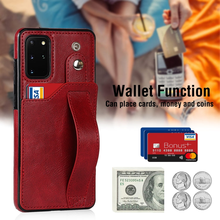 For Samsung Galaxy S20+ Crazy Horse Texture Shockproof TPU + PU Leather Case with Card Slot & Wrist Strap Holder