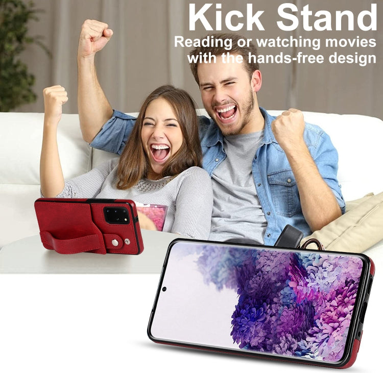 For Samsung Galaxy S20+ Crazy Horse Texture Shockproof TPU + PU Leather Case with Card Slot & Wrist Strap Holder