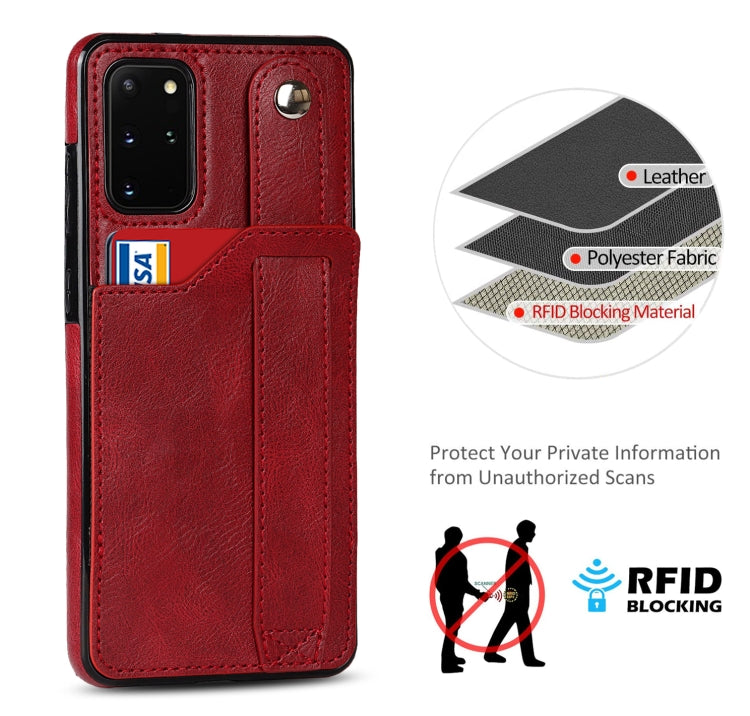 For Samsung Galaxy S20+ Crazy Horse Texture Shockproof TPU + PU Leather Case with Card Slot & Wrist Strap Holder
