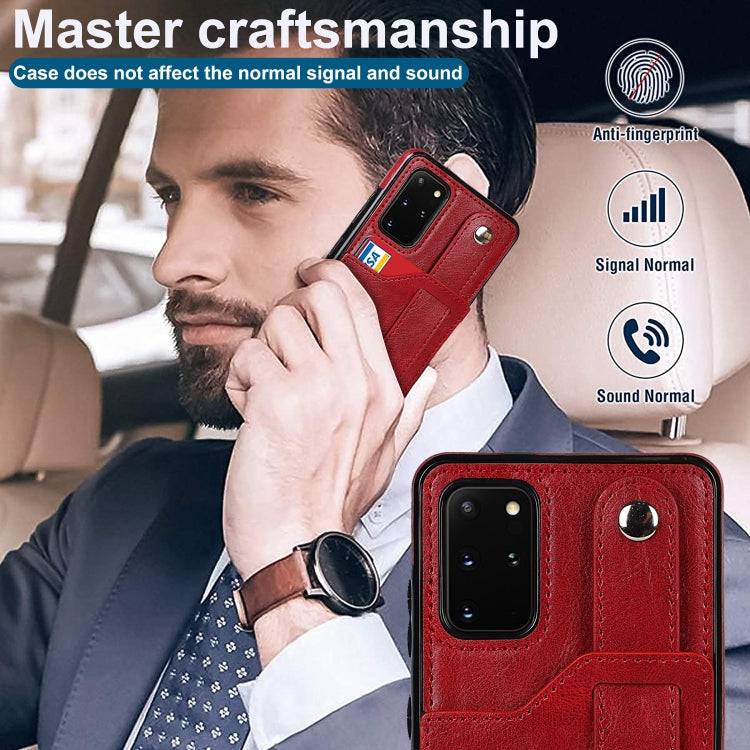 For Samsung Galaxy S20+ Crazy Horse Texture Shockproof TPU + PU Leather Case with Card Slot & Wrist Strap Holder