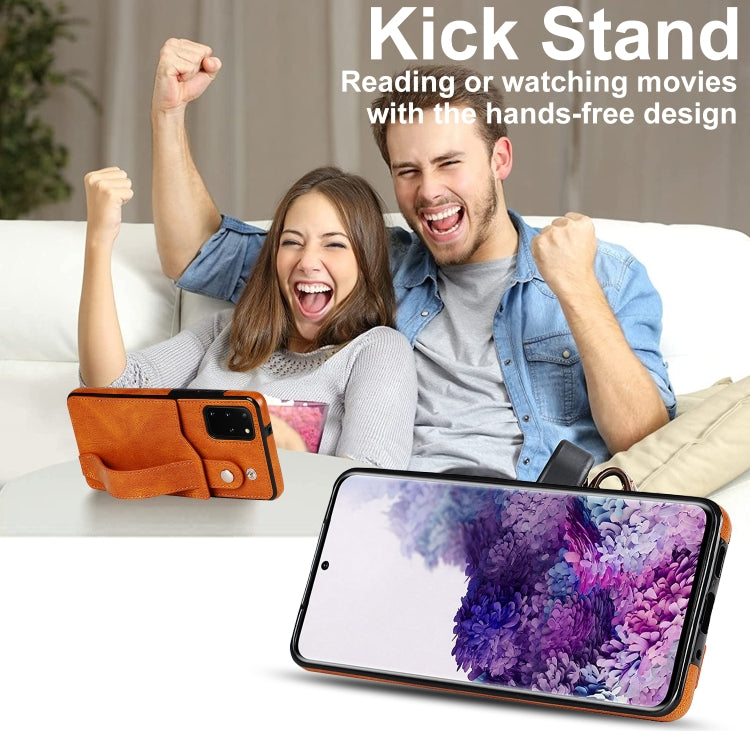 For Samsung Galaxy S20+ Crazy Horse Texture Shockproof TPU + PU Leather Case with Card Slot & Wrist Strap Holder