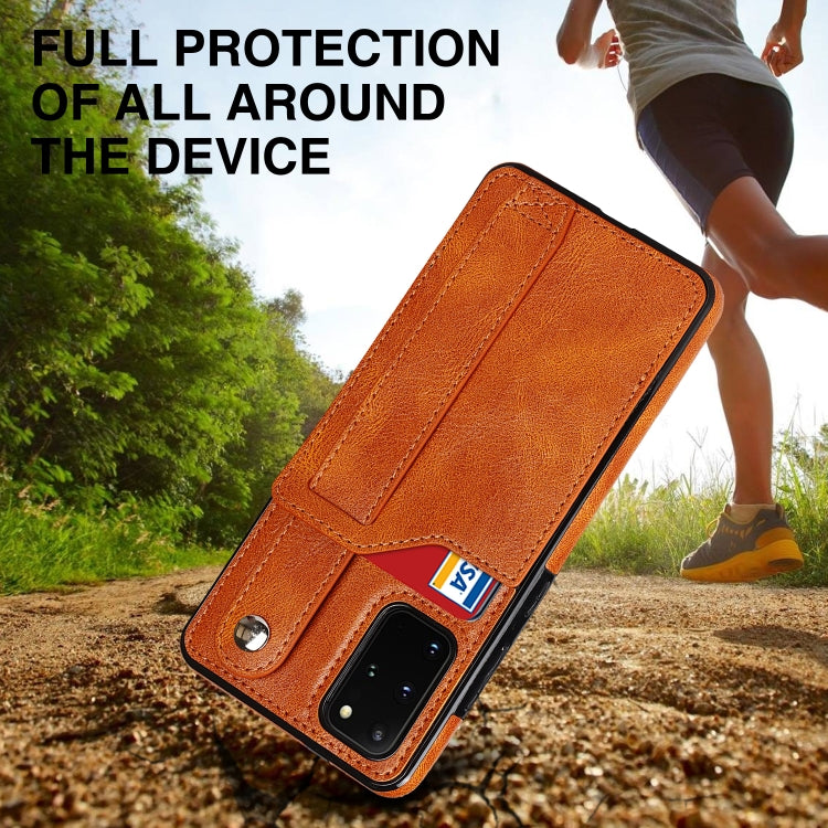 For Samsung Galaxy S20+ Crazy Horse Texture Shockproof TPU + PU Leather Case with Card Slot & Wrist Strap Holder