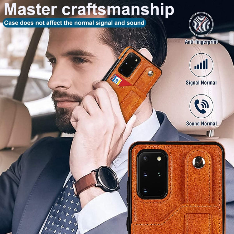 For Samsung Galaxy S20+ Crazy Horse Texture Shockproof TPU + PU Leather Case with Card Slot & Wrist Strap Holder
