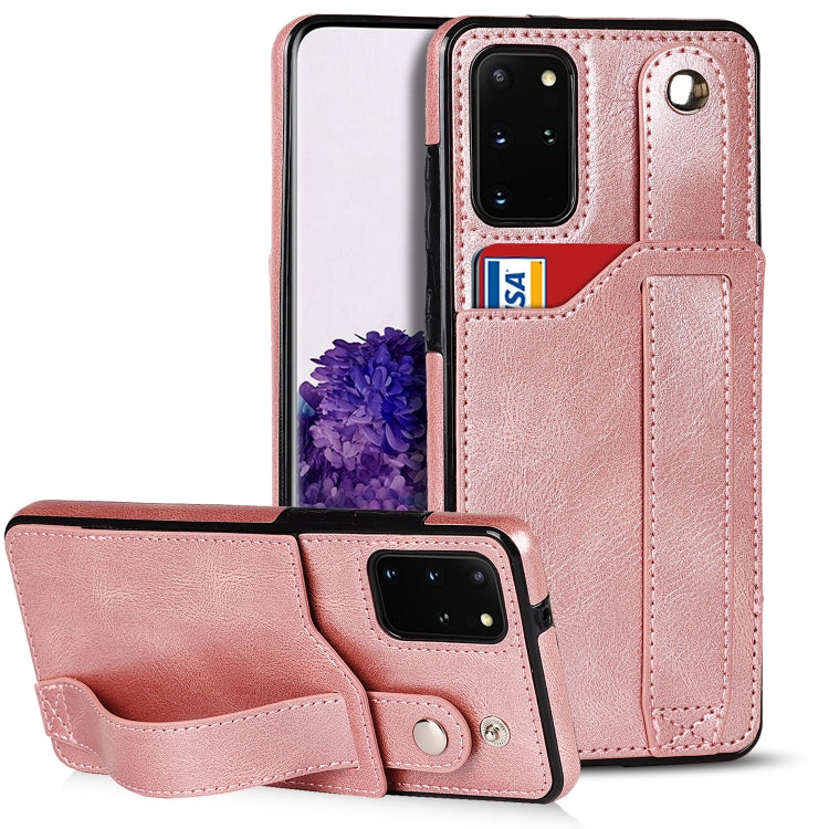 For Samsung Galaxy S20+ Crazy Horse Texture Shockproof TPU + PU Leather Case with Card Slot & Wrist Strap Holder