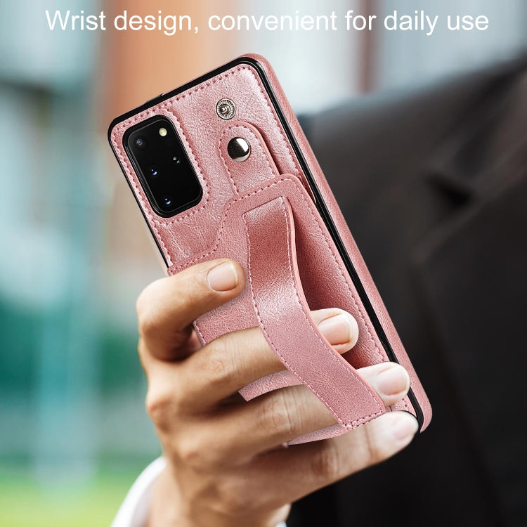 For Samsung Galaxy S20+ Crazy Horse Texture Shockproof TPU + PU Leather Case with Card Slot & Wrist Strap Holder
