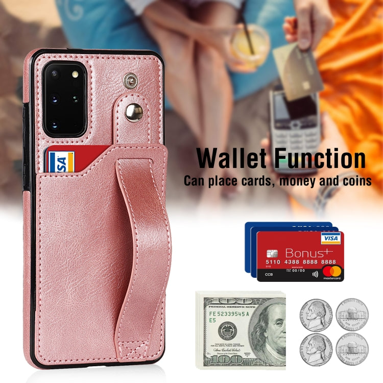 For Samsung Galaxy S20+ Crazy Horse Texture Shockproof TPU + PU Leather Case with Card Slot & Wrist Strap Holder