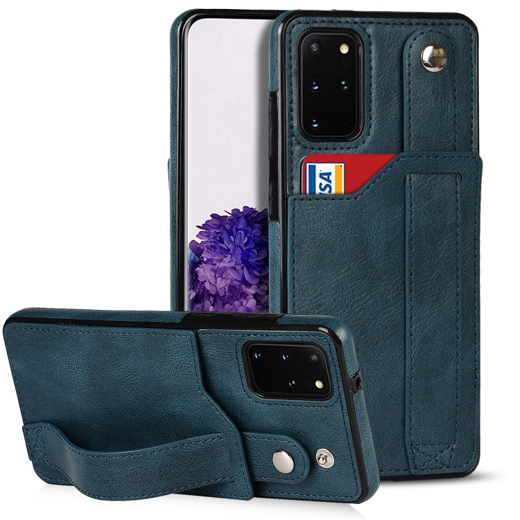 For Samsung Galaxy S20+ Crazy Horse Texture Shockproof TPU + PU Leather Case with Card Slot & Wrist Strap Holder