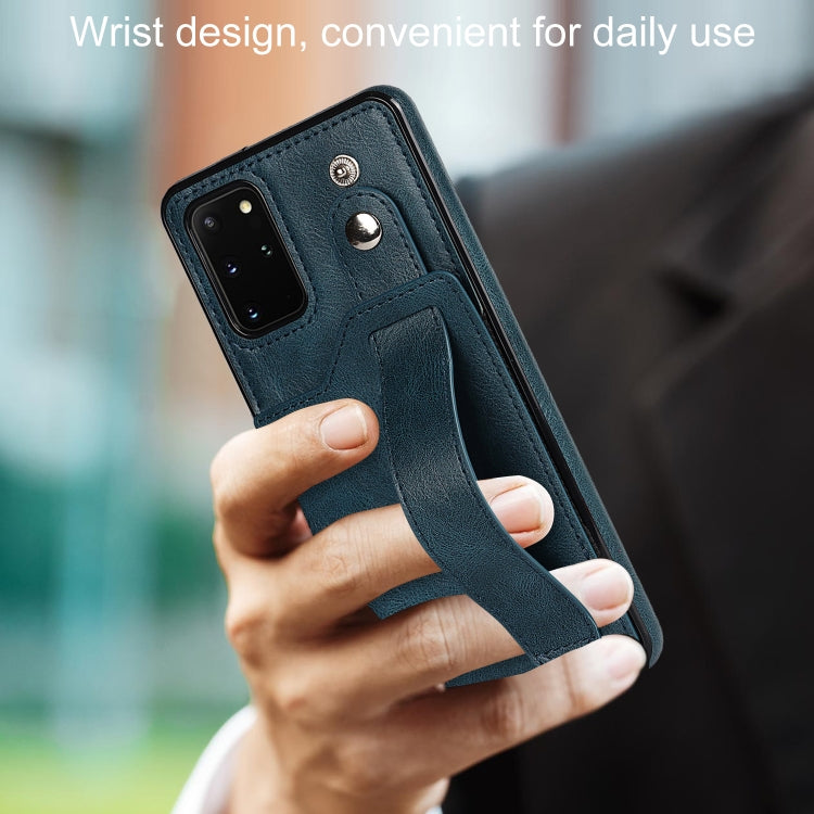 For Samsung Galaxy S20+ Crazy Horse Texture Shockproof TPU + PU Leather Case with Card Slot & Wrist Strap Holder