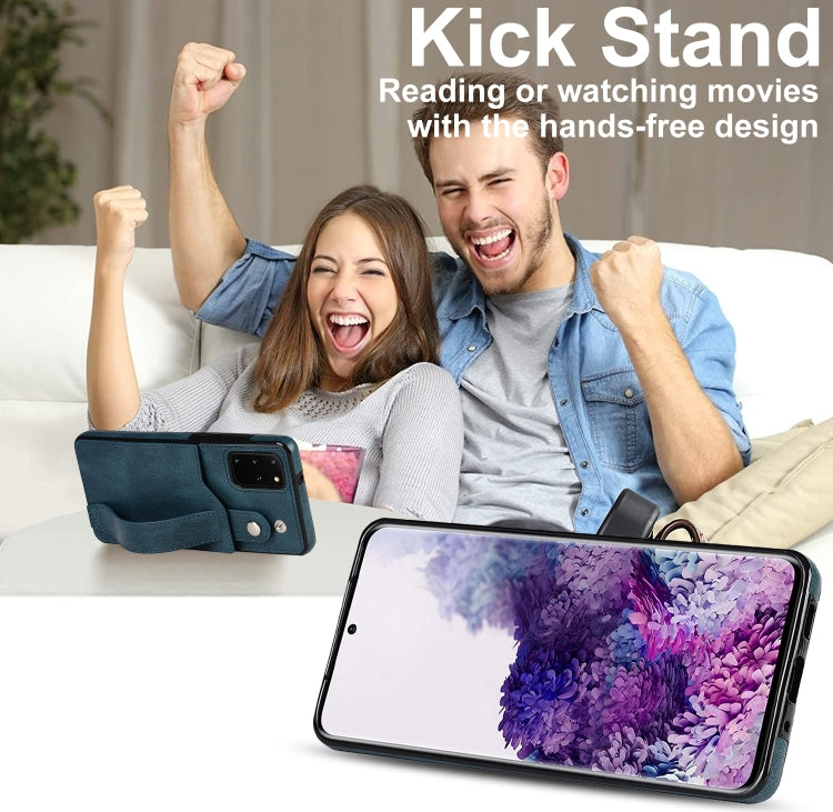 For Samsung Galaxy S20+ Crazy Horse Texture Shockproof TPU + PU Leather Case with Card Slot & Wrist Strap Holder