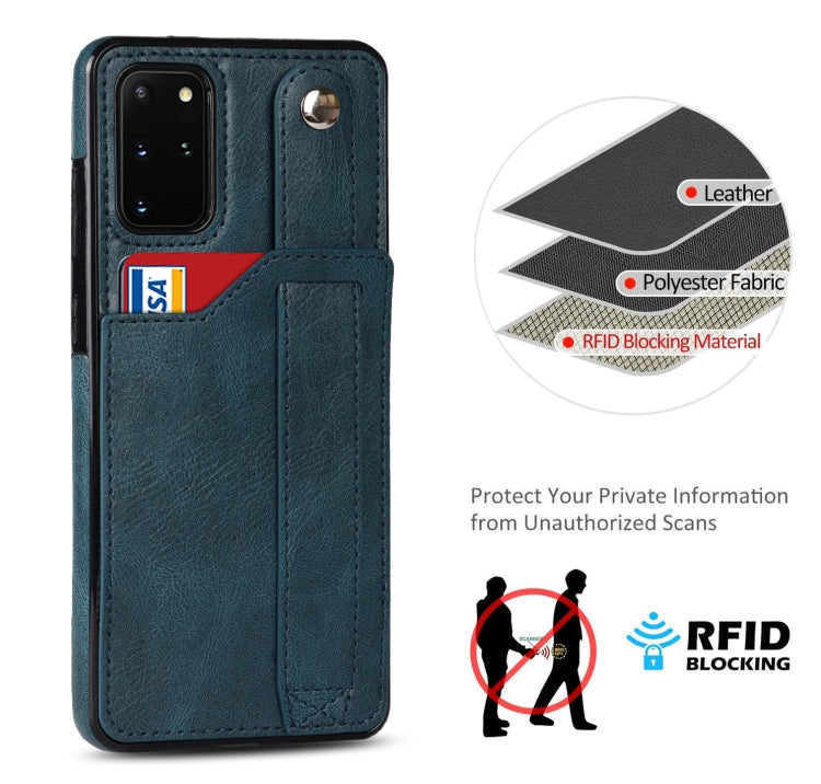 For Samsung Galaxy S20+ Crazy Horse Texture Shockproof TPU + PU Leather Case with Card Slot & Wrist Strap Holder