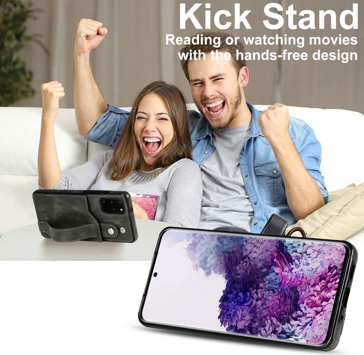 For Samsung Galaxy S20+ Crazy Horse Texture Shockproof TPU + PU Leather Case with Card Slot & Wrist Strap Holder