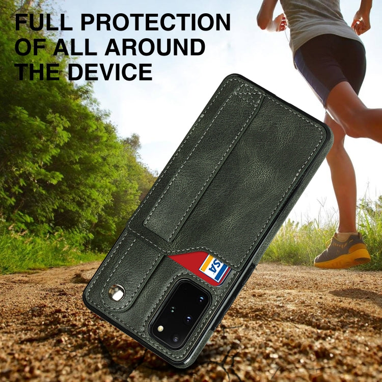 For Samsung Galaxy S20+ Crazy Horse Texture Shockproof TPU + PU Leather Case with Card Slot & Wrist Strap Holder