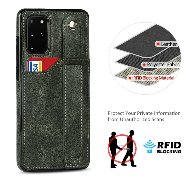 For Samsung Galaxy S20+ Crazy Horse Texture Shockproof TPU + PU Leather Case with Card Slot & Wrist Strap Holder