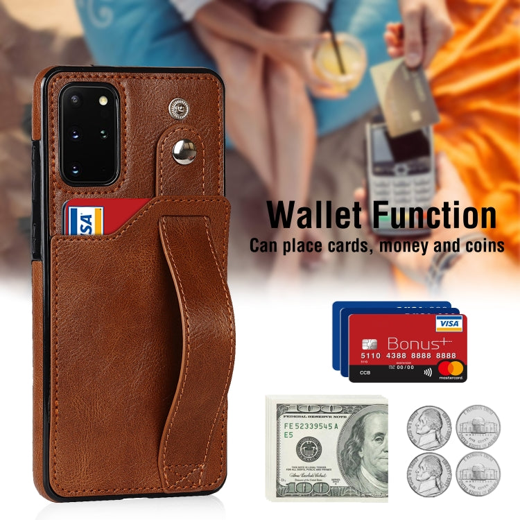 For Samsung Galaxy S20+ Crazy Horse Texture Shockproof TPU + PU Leather Case with Card Slot & Wrist Strap Holder