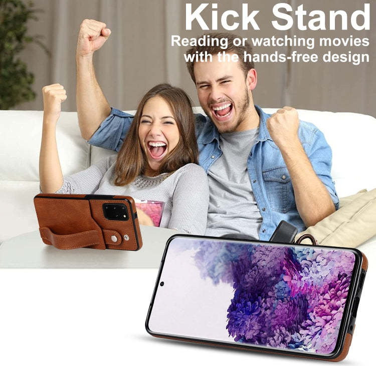 For Samsung Galaxy S20+ Crazy Horse Texture Shockproof TPU + PU Leather Case with Card Slot & Wrist Strap Holder