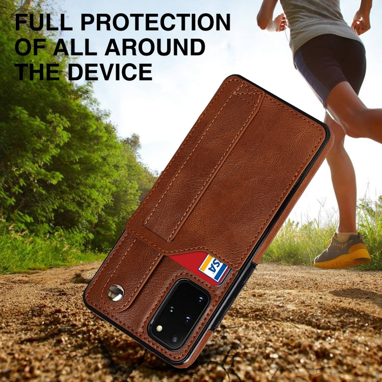 For Samsung Galaxy S20+ Crazy Horse Texture Shockproof TPU + PU Leather Case with Card Slot & Wrist Strap Holder
