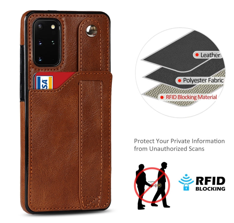 For Samsung Galaxy S20+ Crazy Horse Texture Shockproof TPU + PU Leather Case with Card Slot & Wrist Strap Holder