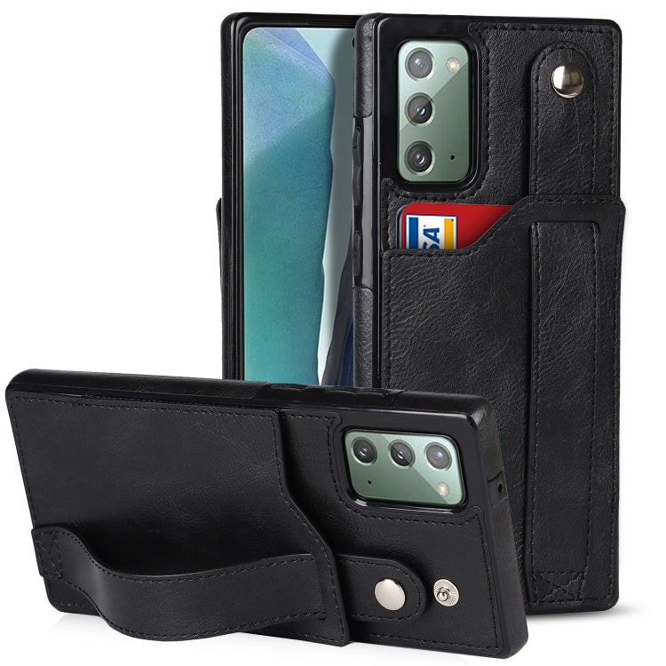 For Samsung Galaxy Note20 Crazy Horse Texture Shockproof TPU + PU Leather Case with Card Slot & Wrist Strap Holder