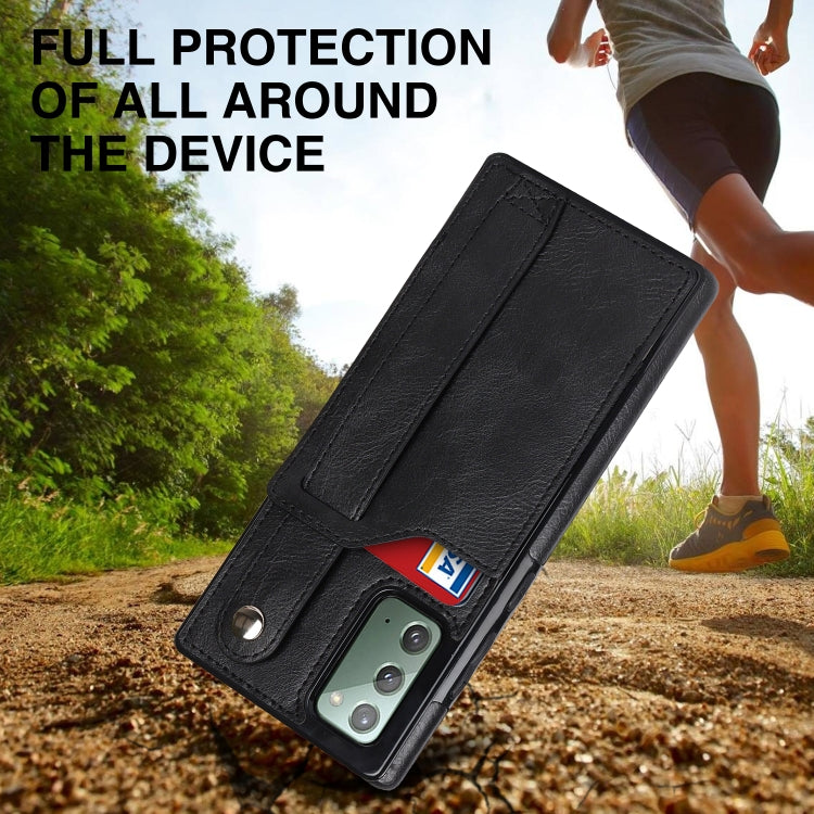 For Samsung Galaxy Note20 Crazy Horse Texture Shockproof TPU + PU Leather Case with Card Slot & Wrist Strap Holder