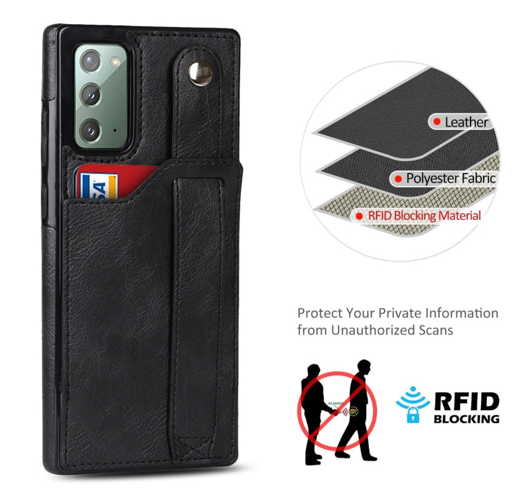 For Samsung Galaxy Note20 Crazy Horse Texture Shockproof TPU + PU Leather Case with Card Slot & Wrist Strap Holder