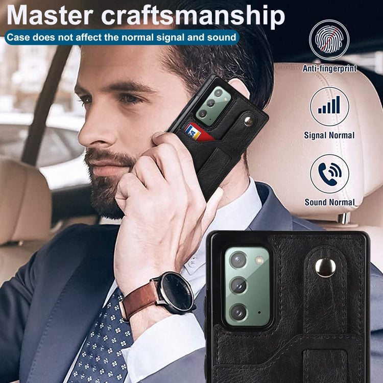 For Samsung Galaxy Note20 Crazy Horse Texture Shockproof TPU + PU Leather Case with Card Slot & Wrist Strap Holder