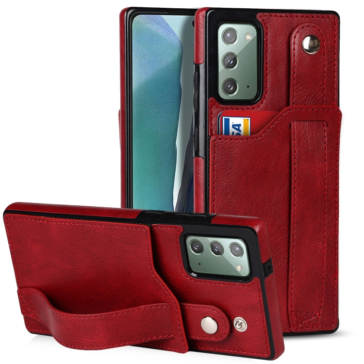 For Samsung Galaxy Note20 Crazy Horse Texture Shockproof TPU + PU Leather Case with Card Slot & Wrist Strap Holder