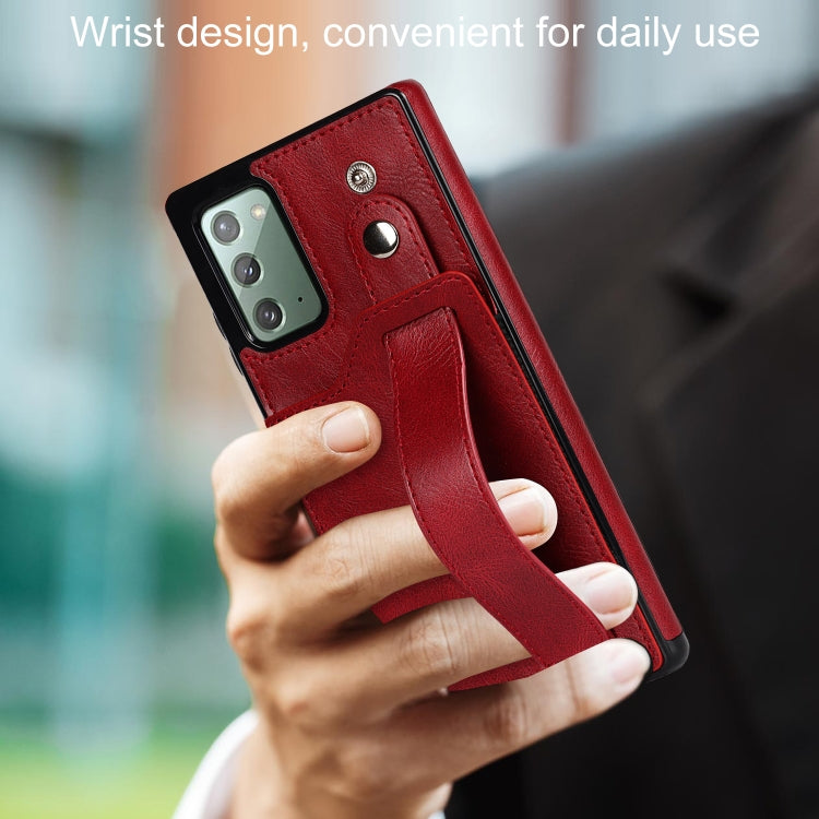 For Samsung Galaxy Note20 Crazy Horse Texture Shockproof TPU + PU Leather Case with Card Slot & Wrist Strap Holder
