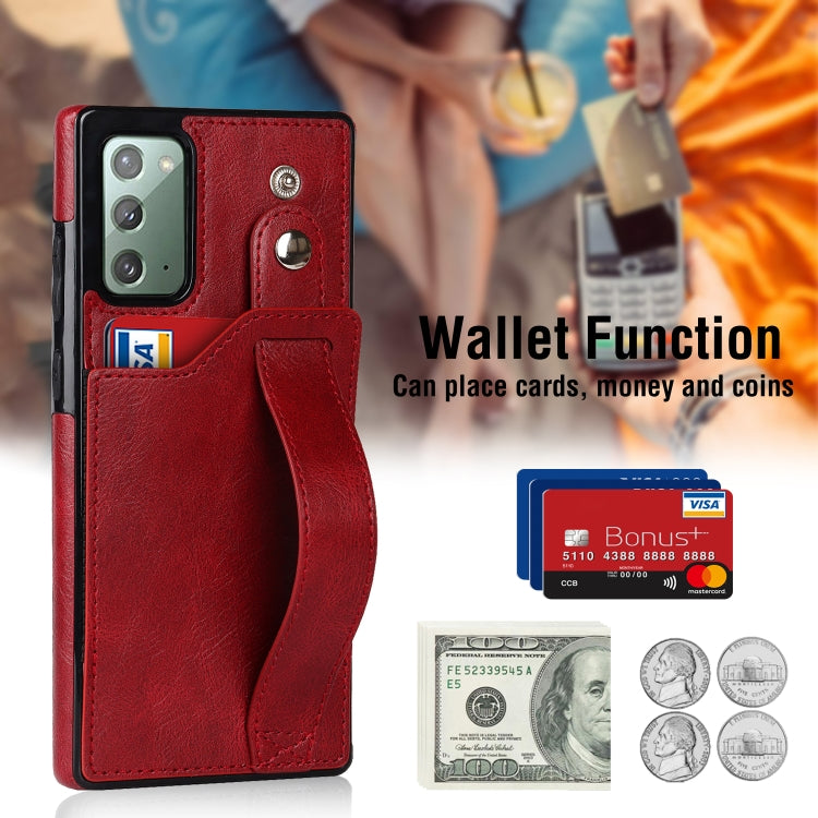 For Samsung Galaxy Note20 Crazy Horse Texture Shockproof TPU + PU Leather Case with Card Slot & Wrist Strap Holder