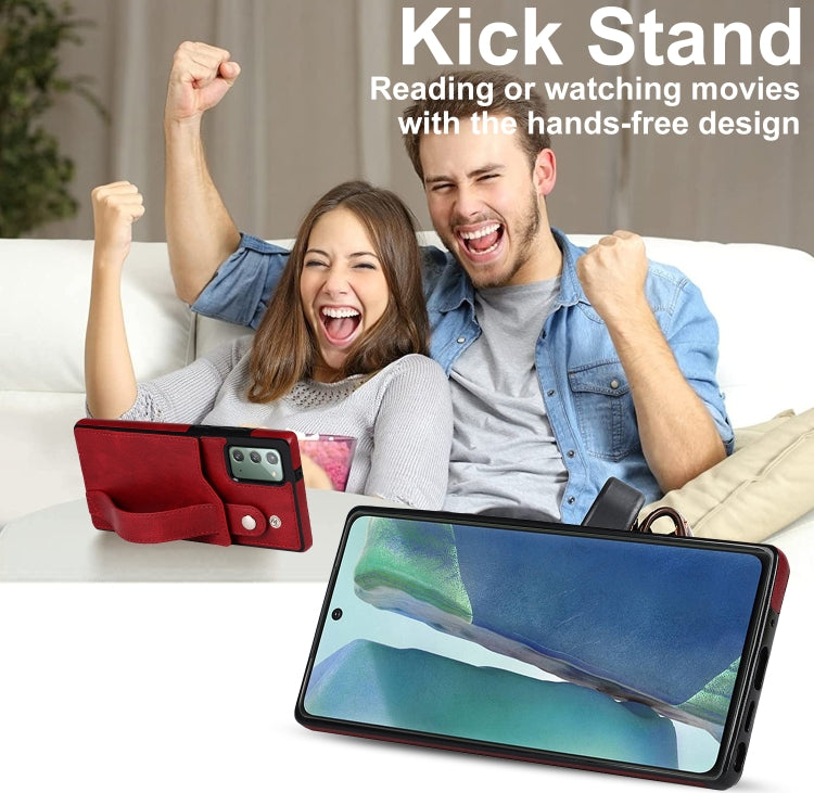 For Samsung Galaxy Note20 Crazy Horse Texture Shockproof TPU + PU Leather Case with Card Slot & Wrist Strap Holder