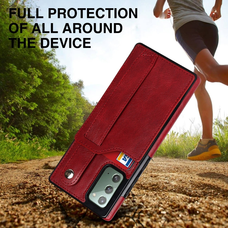 For Samsung Galaxy Note20 Crazy Horse Texture Shockproof TPU + PU Leather Case with Card Slot & Wrist Strap Holder