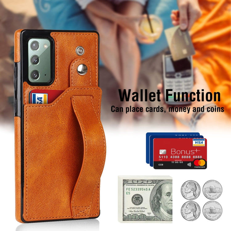 For Samsung Galaxy Note20 Crazy Horse Texture Shockproof TPU + PU Leather Case with Card Slot & Wrist Strap Holder