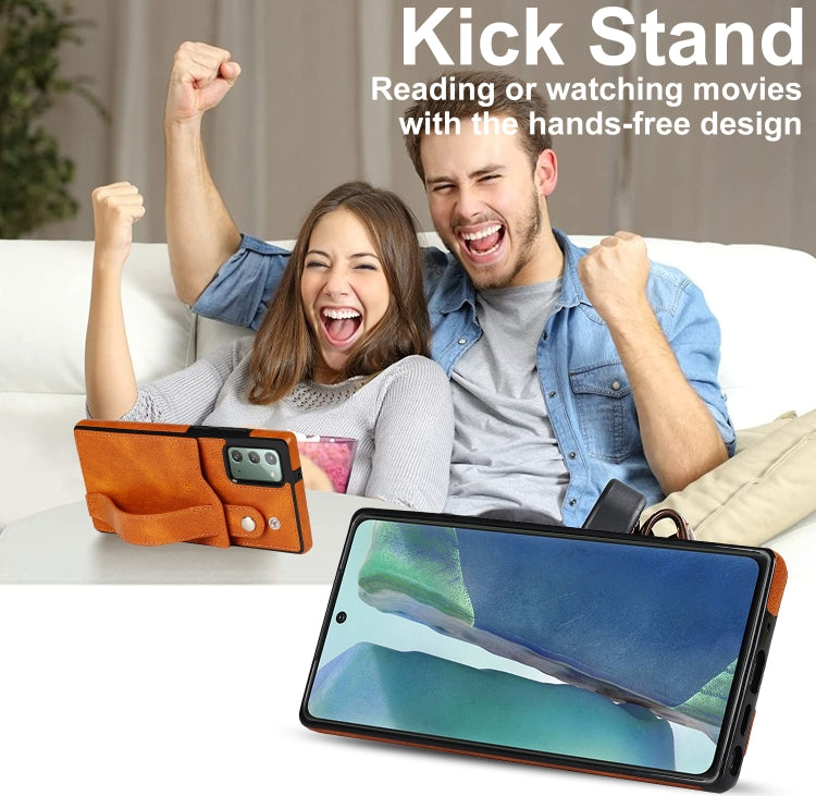 For Samsung Galaxy Note20 Crazy Horse Texture Shockproof TPU + PU Leather Case with Card Slot & Wrist Strap Holder